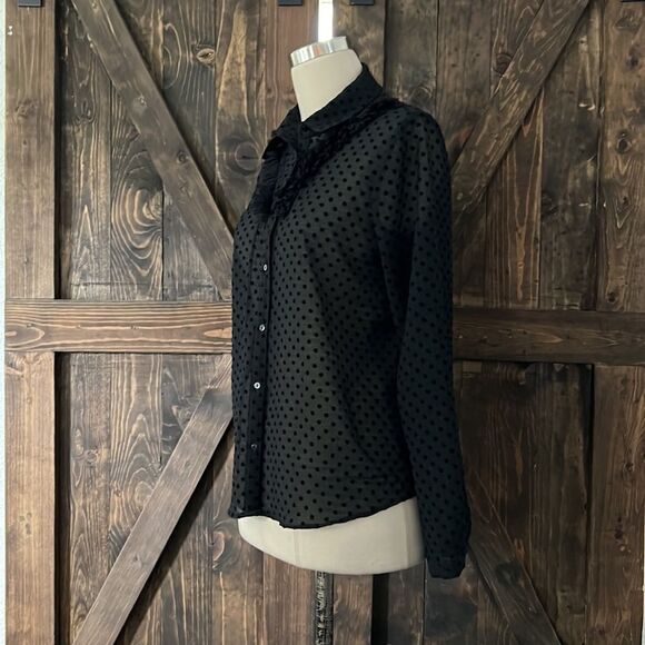 Zara Black Semi Sheer Swiss Dot Long Sleeve
Blouse Top Sz-Small - Picture 4 of 10